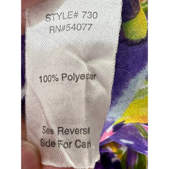 Cabi Purple Pink Yellow Abstract Sleeveless Semi Sheer Wrap Tank Blouse Size XS - Picture 6 of 8